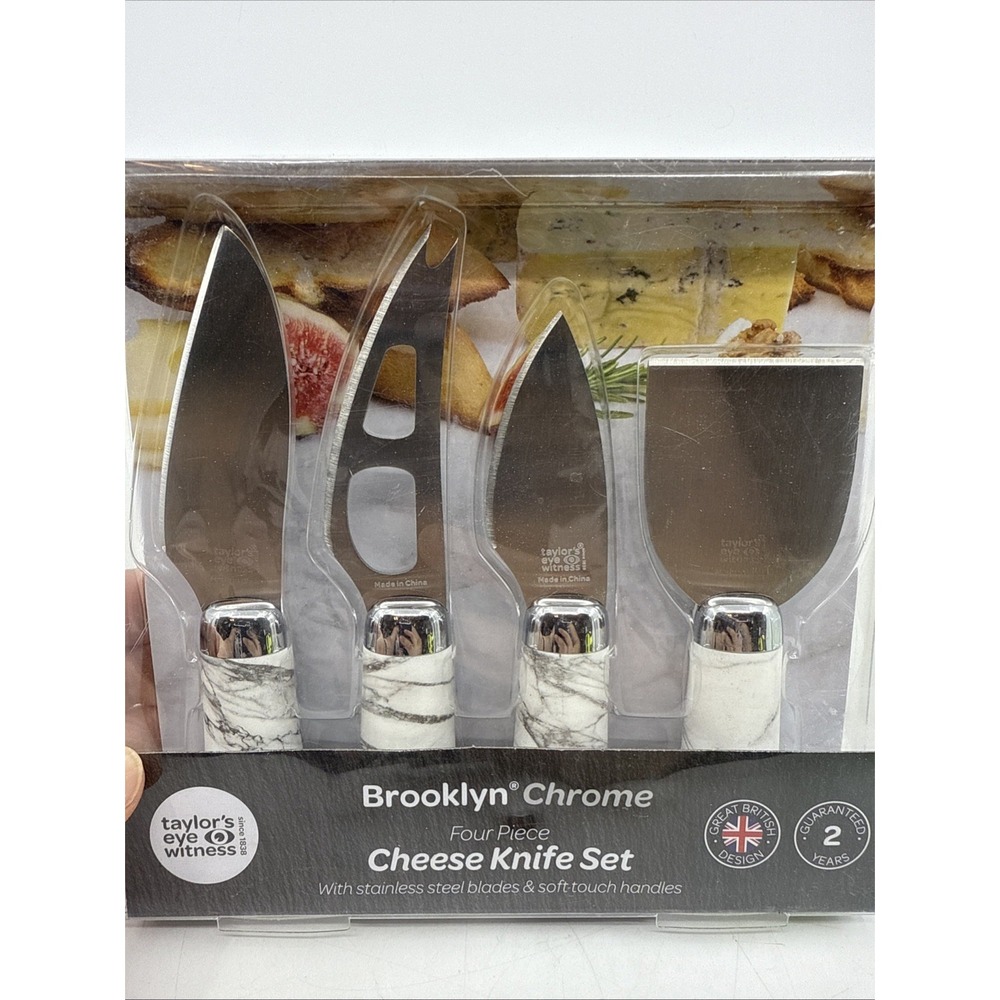 Taylor's Eye Witness BROOKLYN CHROME Four-Piece Cheese Knife Set Marbled‎